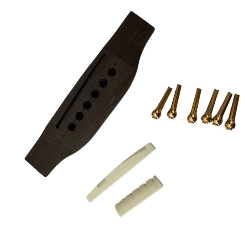 Massivholz-Gitarrenbrücken-Set: Enthält Sattel, Saitenstifte, Ober- und Untersteg, Saitenstift aus Kupfer