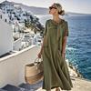 2026 Spring/Summer New Women's Bow Collar Elegant Casual Long Sleeve Short Sleeve Dress