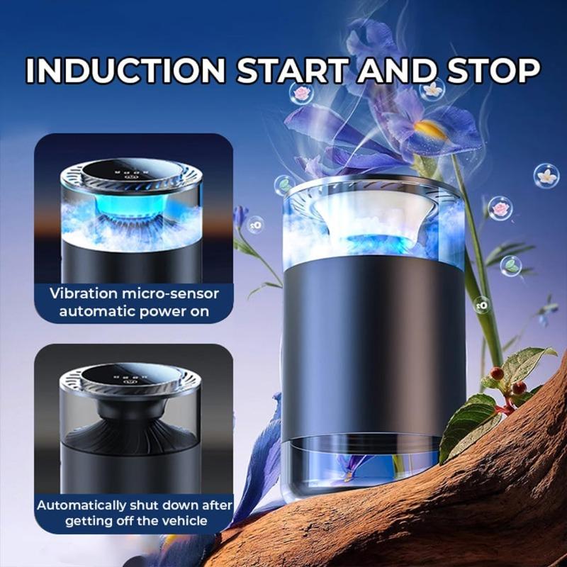 Spray Car Viewing Aromatherapy Diffuser, 2025 New Smart Car Air Freshener, 3 Mist Level, Rechargeable (Refreshing White Tea)
