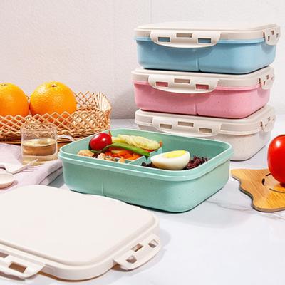 Bento Box Leak Proof Shock-proof Anti-slip 3 Compartments Durable Buckle Food-holder Wear-resistant Portable Bento Lunch Box School Supply