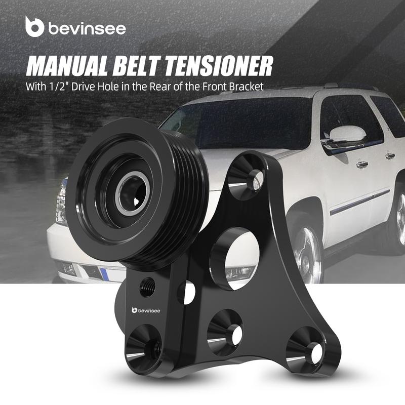 For LS Truck Manual Belt Tensioner w/Pulley, for Cadillac Escalade, for Chevrolet Tahoe, for GMC Sierra/Yukon, for Hummer H2