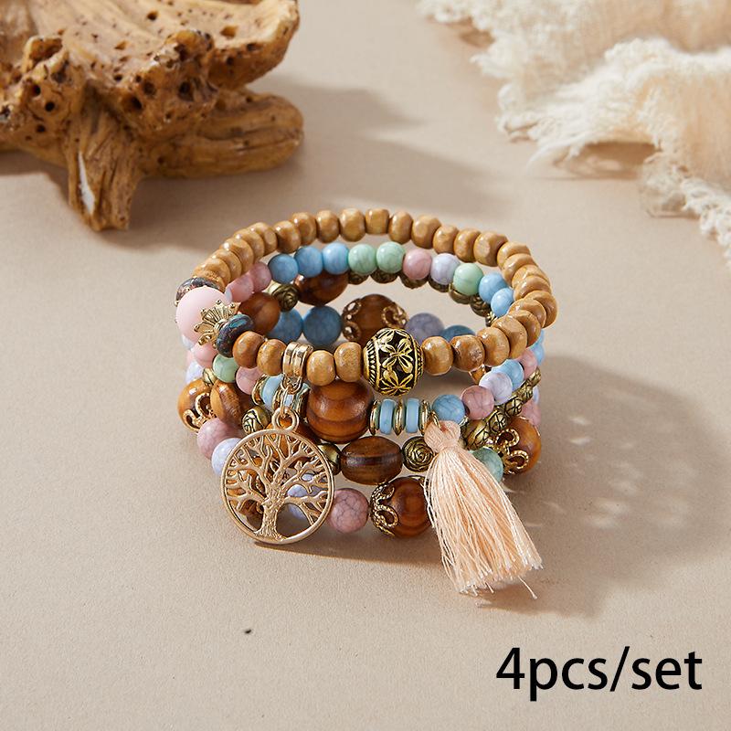 Braccialetto Bohemien Europeo e Americano Creativo Nappa Multistrato con Perline Bellissimo Gioiello