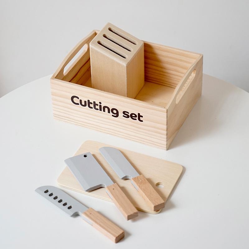 

Children s Wooden Playhouse Kitchen Set: Fruit Cutting & Cookware Toys