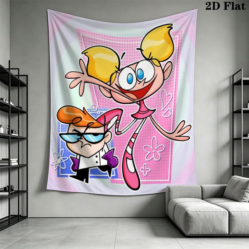 Dexter's Laboratory Wall Tapestry Aesthetic Wall Hanging Printed Fabric Blanket Decorative Tapestries for Bedroom Living Room Home Decor