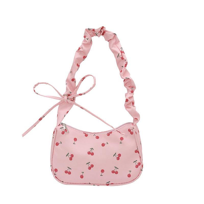 1Pcs Cute Flower Bow Print Canvas Shoulder Bags New Korean Girl Handbags Outdoor Travel Women Keys Phone Messenger Bag