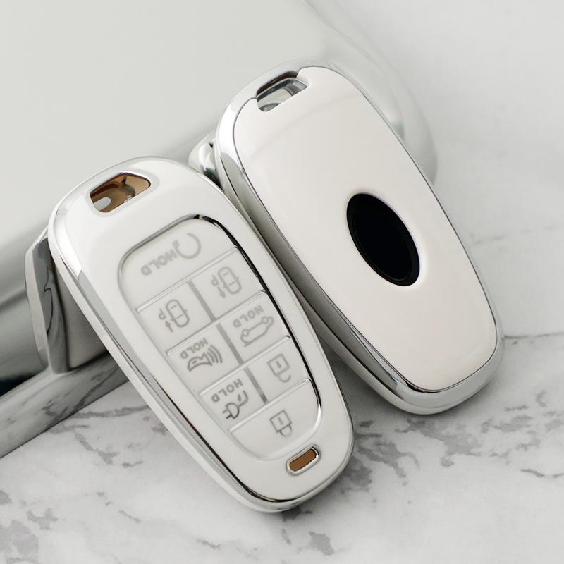 TPU 4 5 6 7 8 Buttons Car Key Case Cover For Hyundai Santa Fe Tucson 2022 NEXO NX4 Ioniq 5 Atos Prime Solaris 2021 Accessories