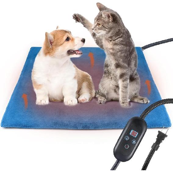 Pet Heating Pad for Cat Heating Pad Indoor Self Heating Cat Pad with 6 Adjustable Temperature & 5 Timers, Dog Heating Pad Waterproof Heated Dog Bed