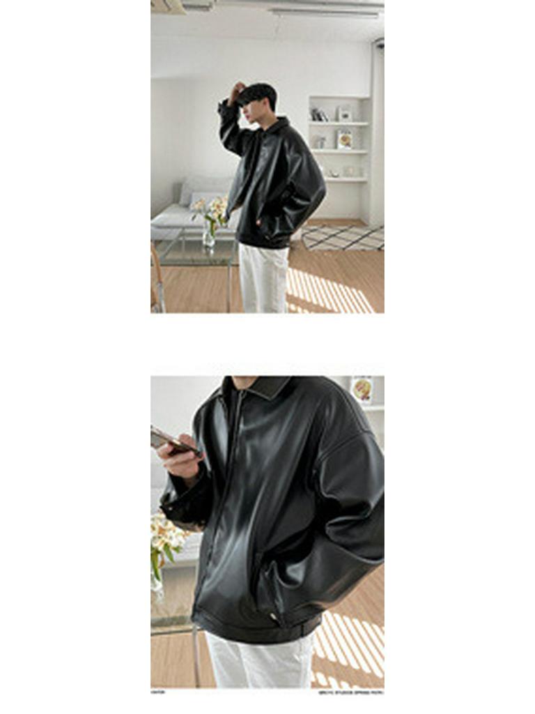 Pánská baseballová bunda z PU kůže - 2023 Trendy jarně-podzimní motorkářská bunda v korejském stylu