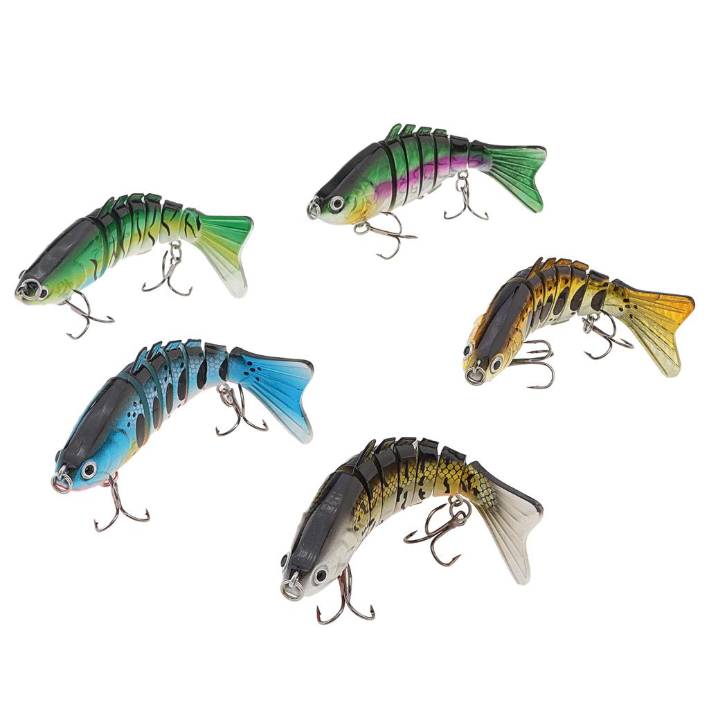 5 Pcs Multi Jointed Slow Sinking Swimbait Lure Pike Fish with Anti-bite Steel Wire 15cm 15g Lifelike Bait