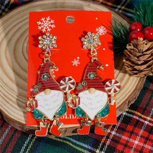 Luxury Imitation Pearls Santa Stud Earring for Women Cute Cartoon Rhinestone Elk Christmas Tree Earring New Year Holiday Jewelry
