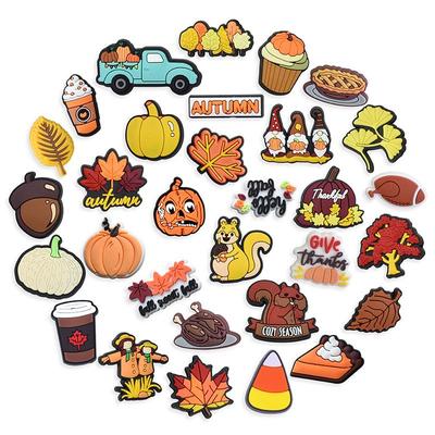31Pcs Thanksgiving Theme Series PVC Shoe Charms, Shoe Decorations