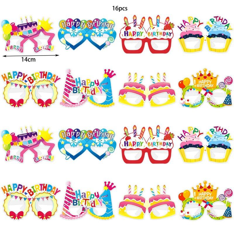 Paper Birthday Party Glasses Decorative Props Kids Adult Celebration Costume Accessory Fun Photo Booth Prop