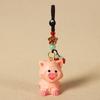 Flower Wooden Pig Keychain Beads Car Keyring Cartoon Carved Pig Dolls Pendant  Students