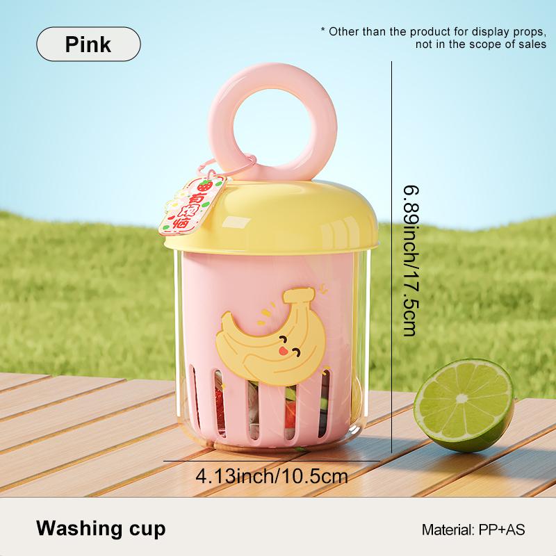 UFORU Dopamine Fruit Cup - Outdoor Portable Leak-Proof Yogurt Cup with Fork Double-Layer Food-Grade Plastic Drain Cup for Picnic