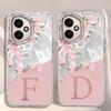 A Z Pink Letter Peach Flower  Shockproof Phone Case For Honor 200 400 90 Pro Lite Smart Silicone Couple Fundas Shell Back Cover