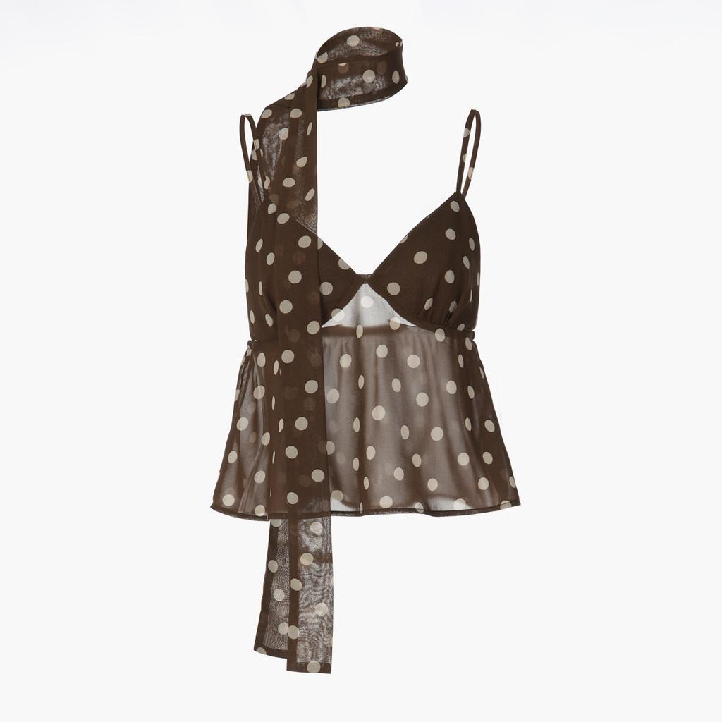 European and American women's clothing winter new fashion Spice Girls pure desire wind V-neck halter polka dot sling small vest