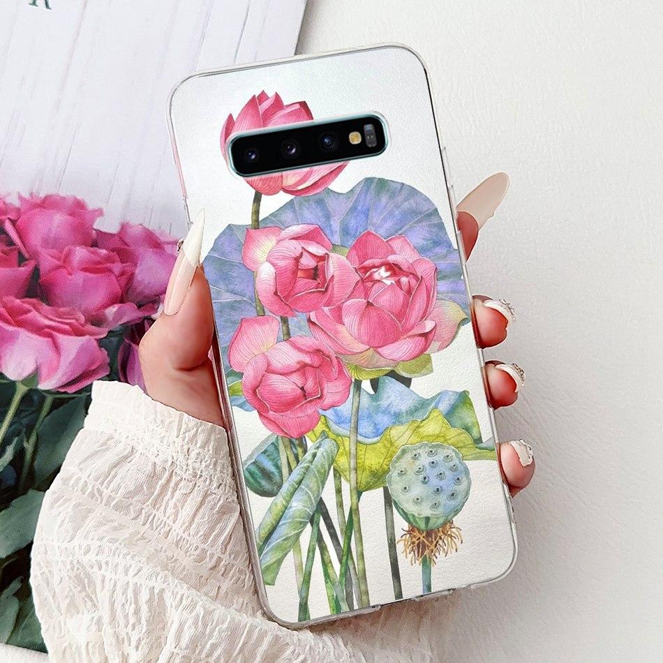 Per Samsung Galaxy S10+ S10 S10e Elegante Custodia per Telefono con Motivo Floreale e Farfalle Per Samsung S10e S10 Plus S 10 4G Custodie Morbide in Silicone TPU