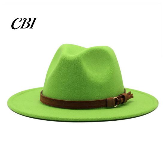 Outdoor Hiking Headwear Wool Felt Fedora Hat, Unisex Panama Hat with Faux Leather Band, Casual Daily Wear Wide Brim Vintage Trilby for Women