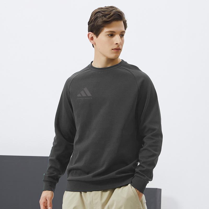 Adidas Logo-Druck Rundhals-Pullover Langarm-Sweatshirt Unisex-Sweatshirt Neutralgrau Dunkelgrau ACLLSPS3CS-GFC