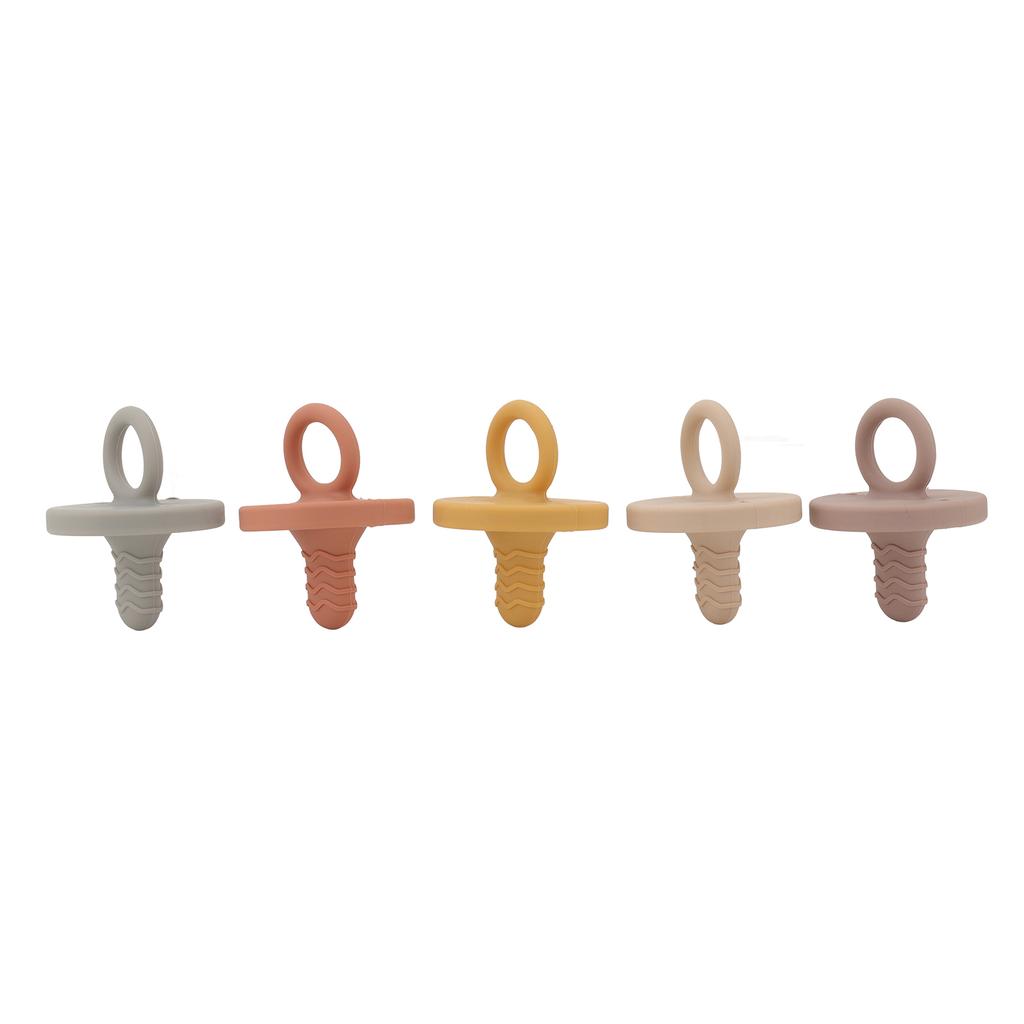 5PCS Infant Soother Pacifiers with Handle Full Silicone Newborn Baby Comfort Pacifier for Sleeping