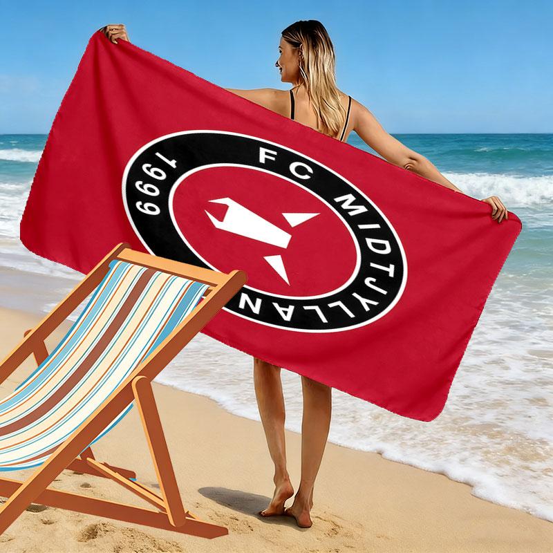 FC Midtjylland Logo Print Beach Towel, Large Soft Quick Dry Towel for Beach Camping Swimming