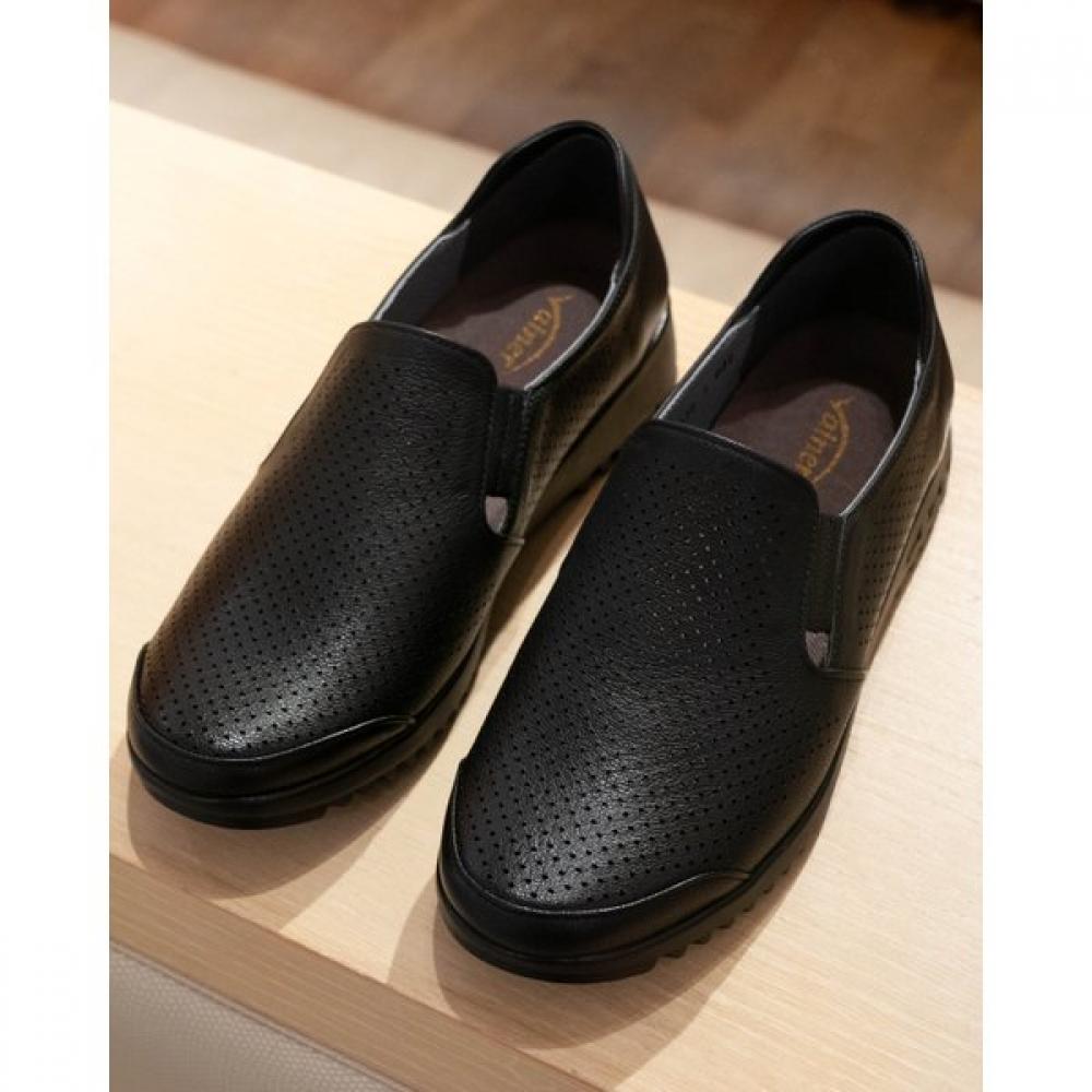 Vainer Comfort Shoes Women Black  Leather Punching  327d 225