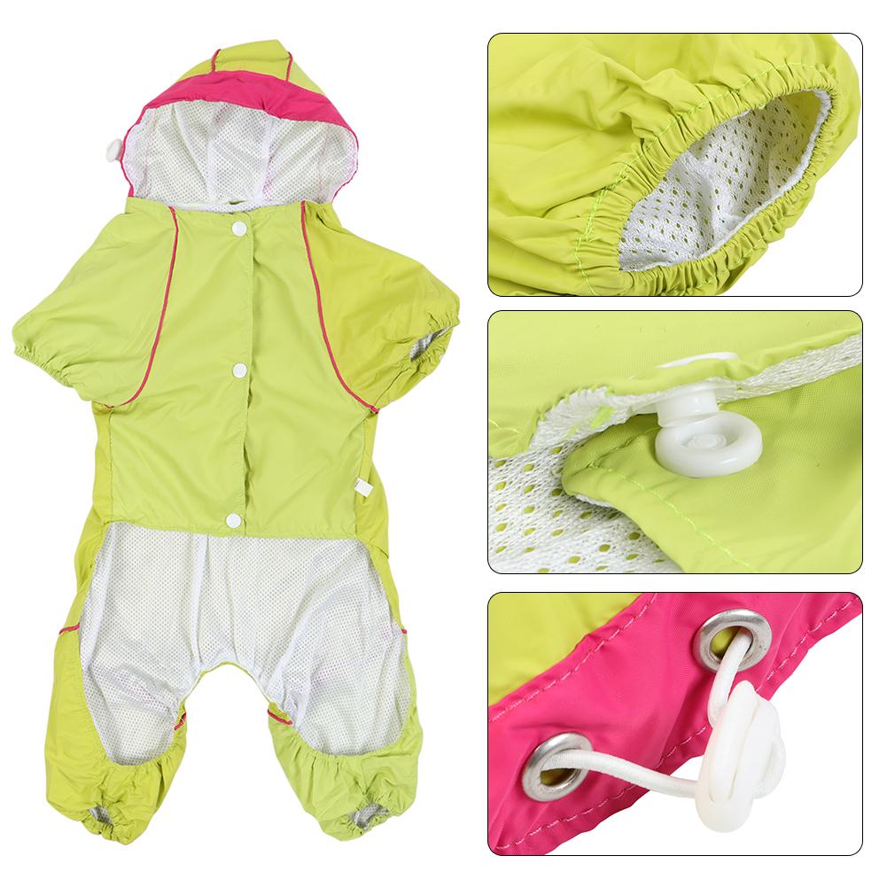 Thicken Pet Dog Cat Waterproof Rain Proof Hooded One Piece Raincoat Yellow(XXL )