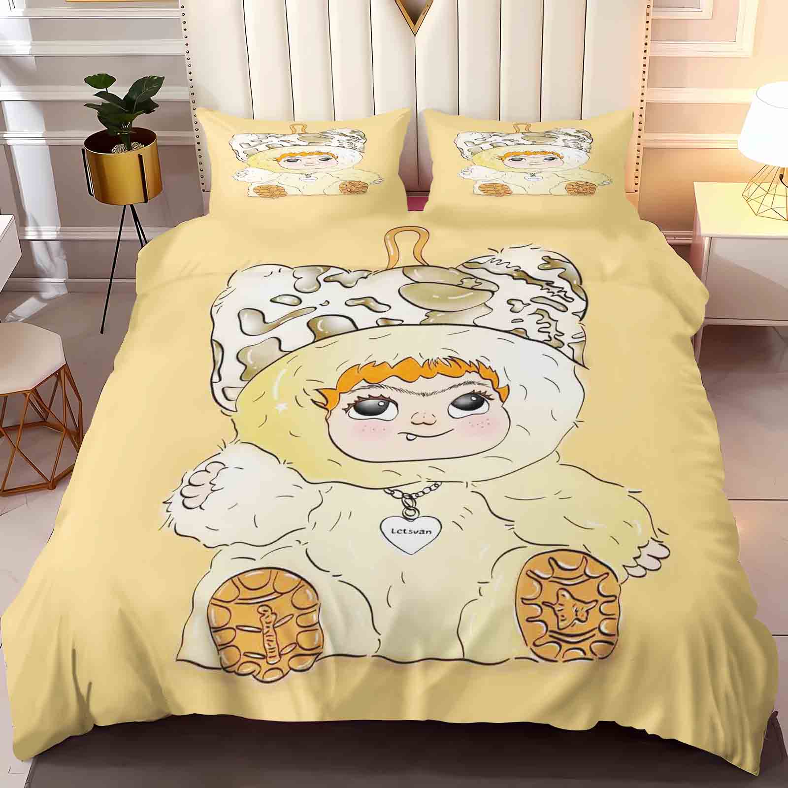 

wakuku Duvet Cover Set Comforter Bedding 3d Children S Bedding Set 3-Piece 1 Quilt Cover King Size 90X200CM