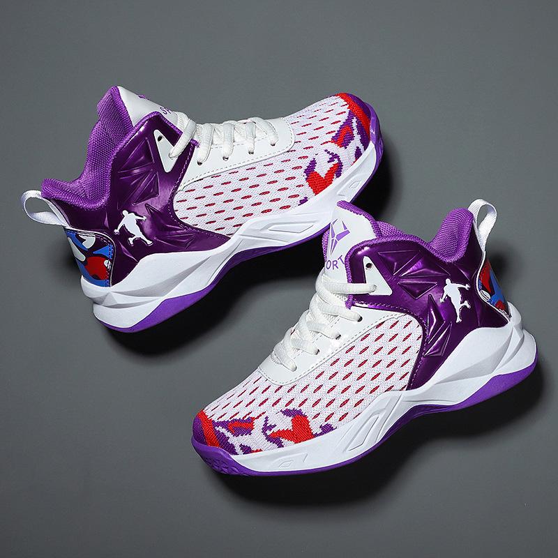 Jungen rutschfeste atmungsaktive Netz-Basketball- & Trainingsschuhe