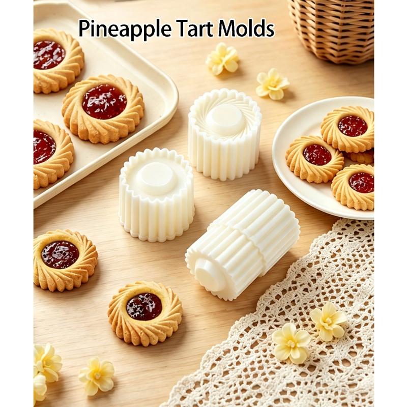 Detachable Plastic Mooncakes Press Molds, Double-Ended Pastry Shaper with Reversible Edges for Cookie, Candy, Mousse Dessert, and Pastries