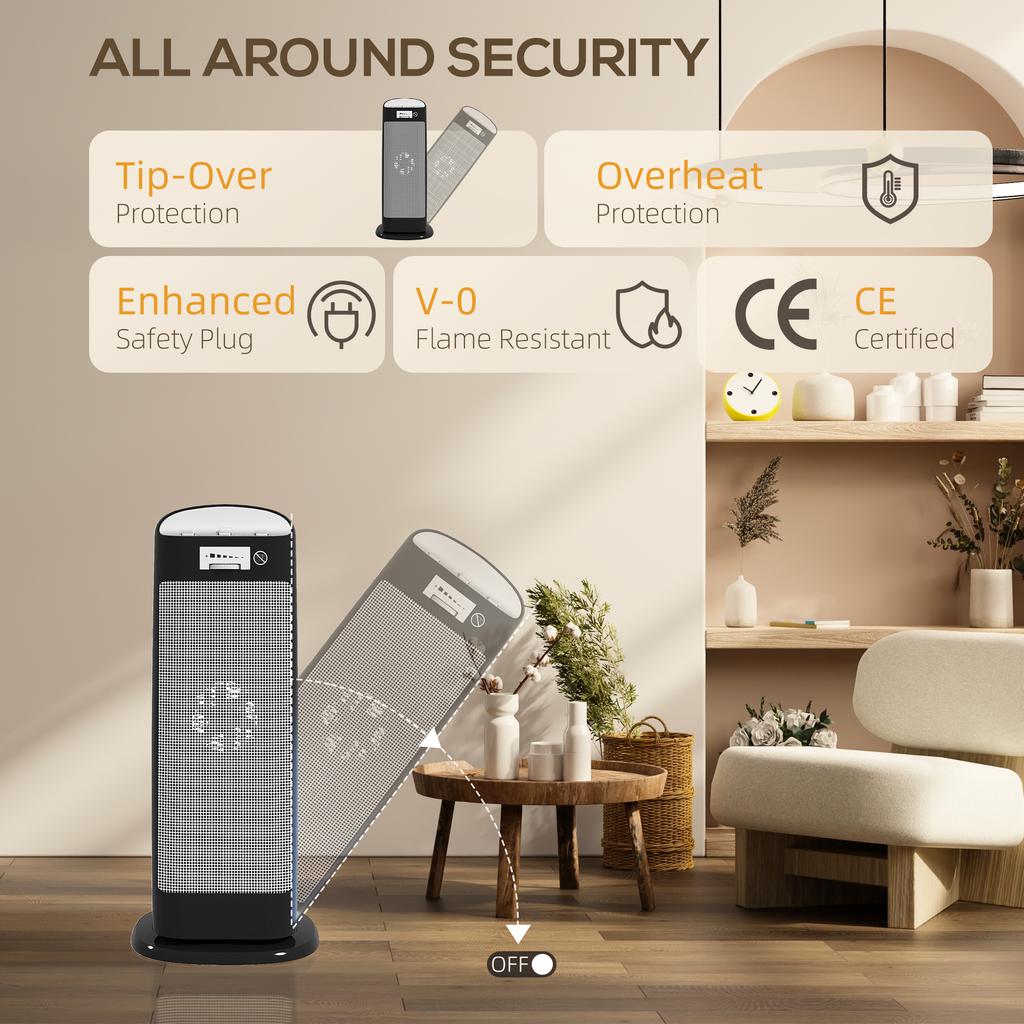 Ceramic Space Heater, 2000W Fan Electric Heater with 4 Modes, Adjustable Thermostat, 55 degrees Oscillation
