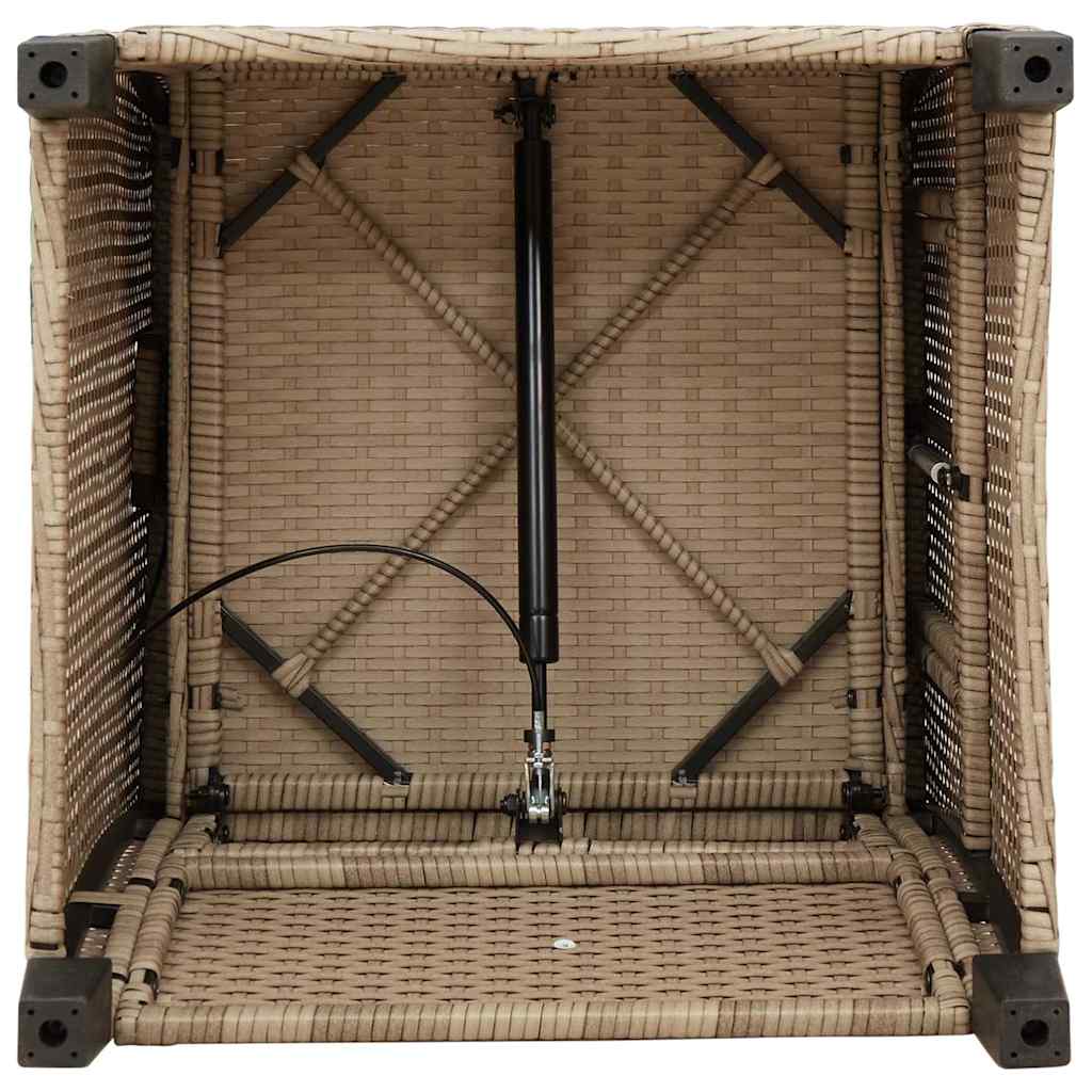 Garden Armchair with Side Table Adjustable Beige Poly Rattan