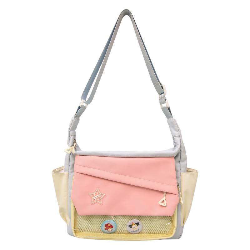 Женская сумка через плечо большой емкости сумка-мессенджер студенческая цветная прозрачная сумка на плечо синий