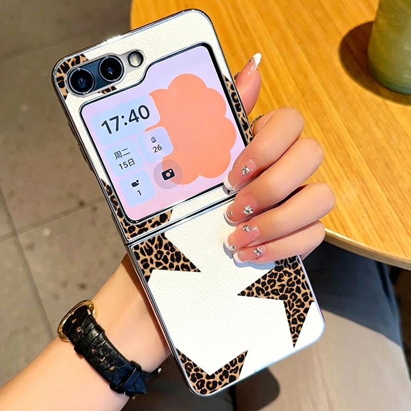 Colorful Stars Print Phone Case For Samsung Galaxy Z FlIP 7 FE 6 5 Z Flip7 Flip6 Flip5 Luxury Plating PC+PU Leather Hybrid Folding Phone Cover