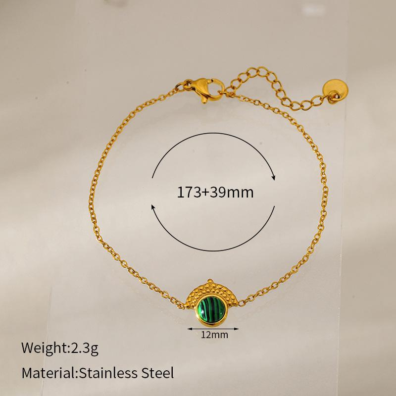 French retro natural stone series turquoise pendant bracelet girl personality high sense gold-plated stainless steel necklace
