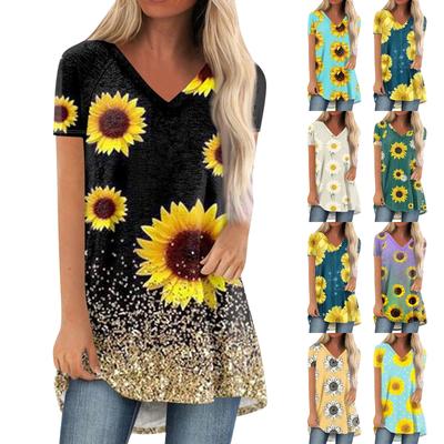 Ladies Short Sleeve Pleated Loose Tops Plus Size Casual Tops V Neck Short Sleeves Casual Summer T Shirts Ladies Tops T Shirts Shirts