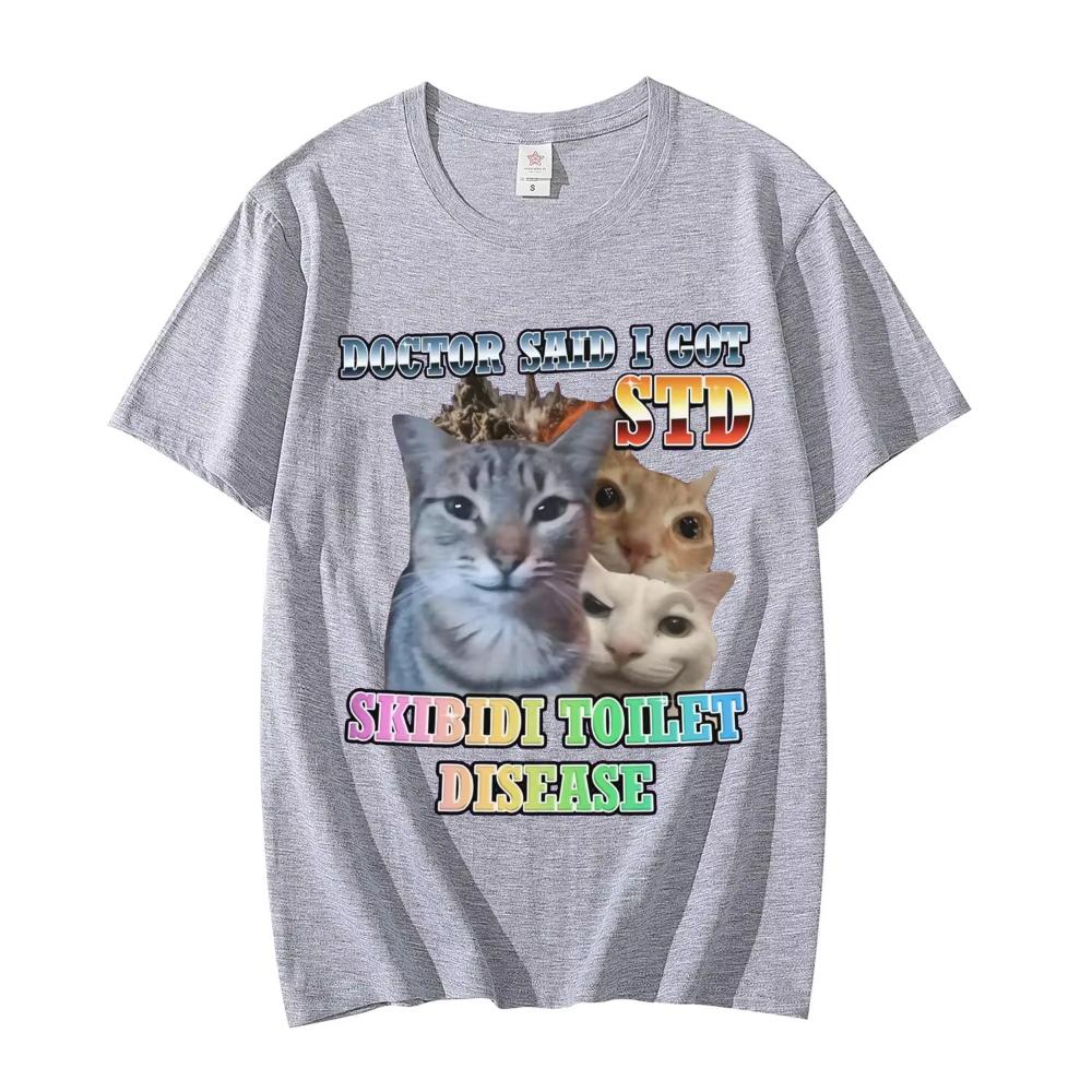 Skibidi Toilet Disease Funny Cat Meme T-shirt Harajuku Y2k Clothing Short Sleeve T-shirt Men Women Casual Fashion Loose T Shirts