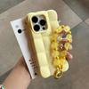 Cartoon Lattice 3D Block With Bead Lanyard Phone Case For iPhone 18 17 16 15 14 13 Pro Max Candy Color Shockproof Soft TPU Cover