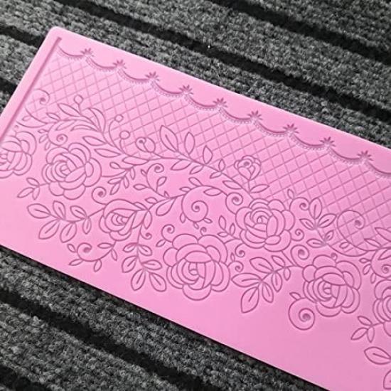 Sugar Leaf Vine Rose Edible Cake Silicone Fondant Impression Lace Mat Autumn Cake Decorating Mold Gum Paste Cupcake Topper Tool Icing Candy Imprint