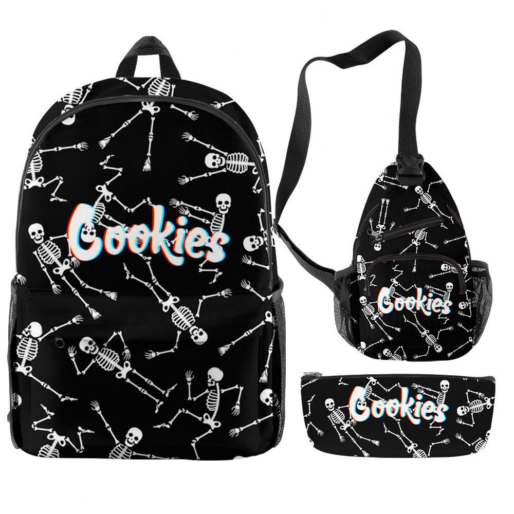 Cook 3D Digital Color Printing Backpack Set Oxford Cloth Waterproof And Wear-Resistant Three-Piece Backpack