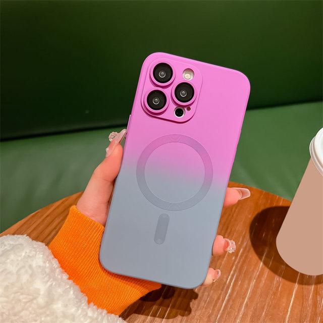 

Градиентный матовый жидкий силиконовый чехол с беспроводной зарядкой для Iphone 14 13 12 11 Pro Max 14 Plus, мягкий магнитный силиконовый чехол-бампер For iPhone 13