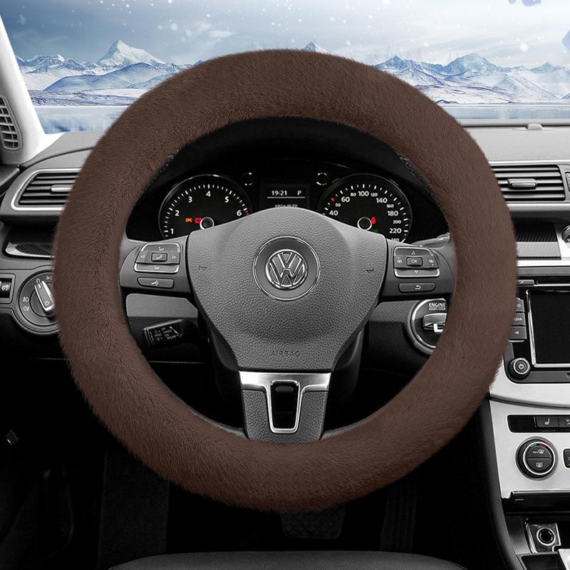 Suitable for Volkswagen Plush Steering Wheel Cover, Autumn and Winter Warm Non-Slip Protective Cover, Golf Tiguan Polo T-Roc Jetta Id.4 Id.3 Atlas