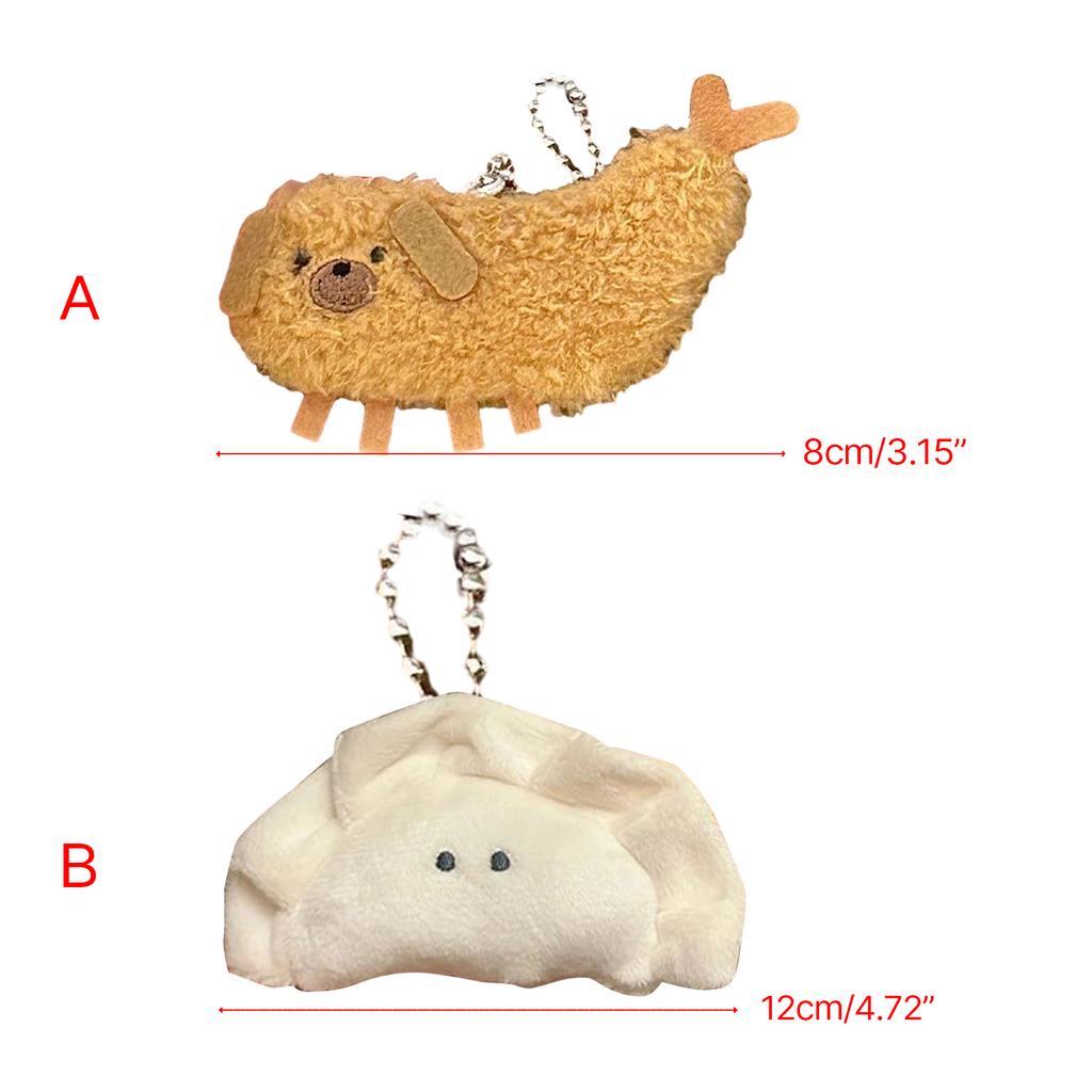 Lovely Tempura Dumplings Food Stuffed Key Chain, Doll Plush Toy Keychain, Key Holder Bag Pendant Party Favor Gift
