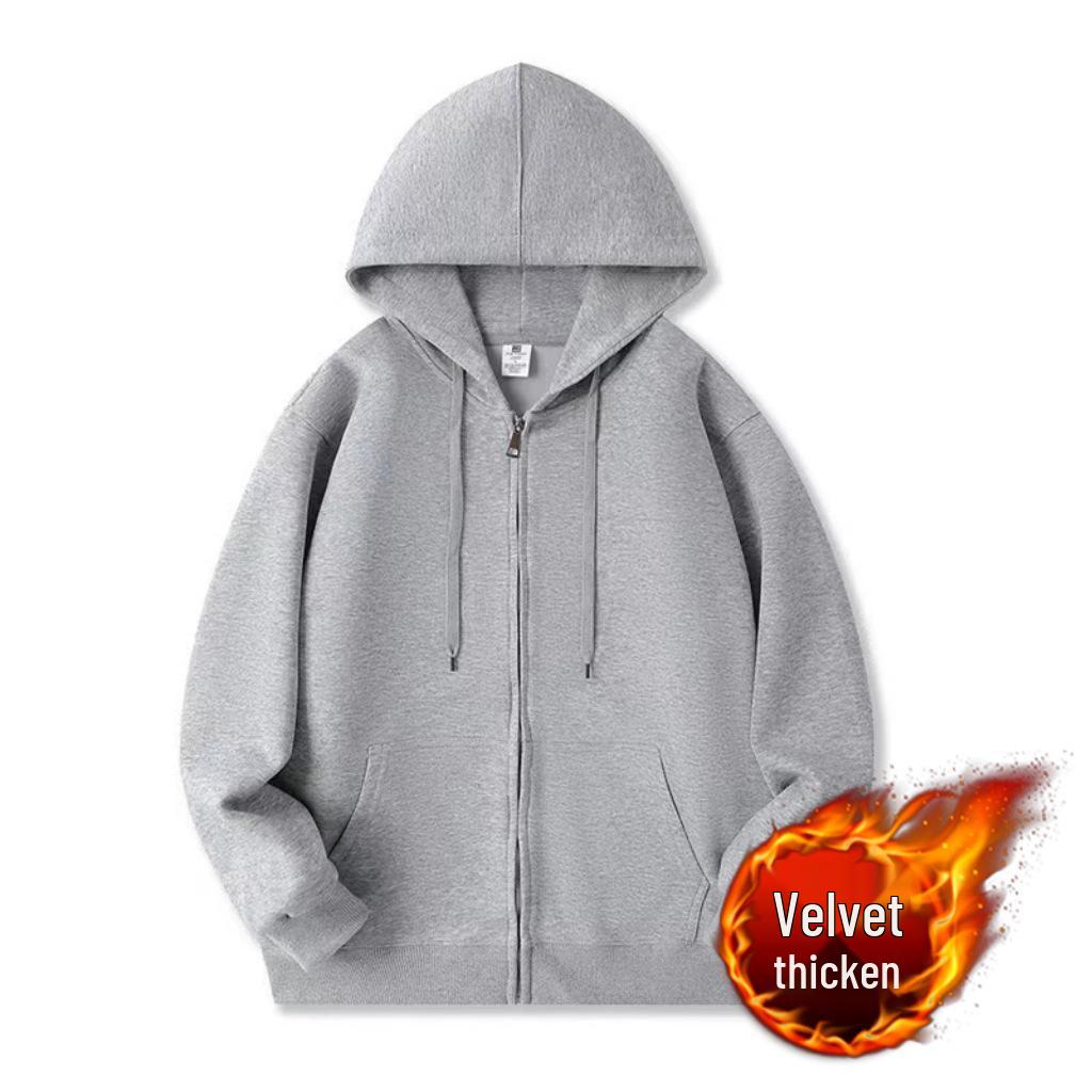 Stylish Grey-White Cardigan Hoodie for Men & Women - Cotton, Loose Fit, Hooded, Perfect for Autumn/Winter Casual Wear