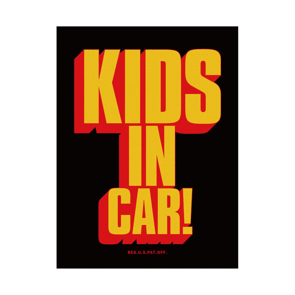 KIDS IN CAR! Kids Insignals Magnet 12x9cm (Gloss Black) Retro Vintage Vintage Classic