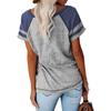 YYFS Damenmode, lässig, Sommer, Frühling, einfarbig, bedruckt, kurzärmelig, O-Ausschnitt, Blusen und Hemden