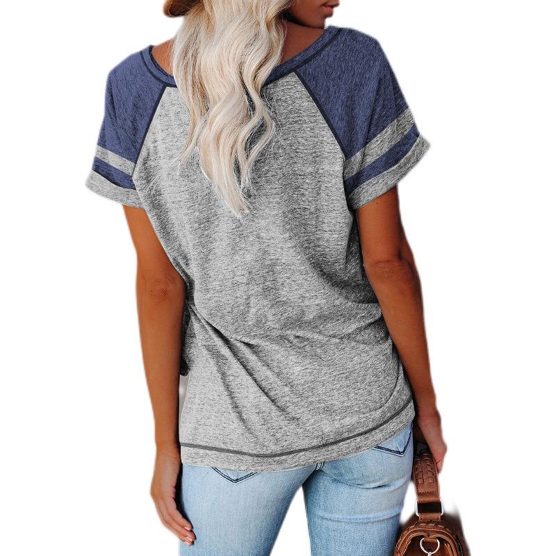 YYFS Damenmode, lässig, Sommer, Frühling, einfarbig, bedruckt, kurzärmelig, O-Ausschnitt, Blusen und Hemden