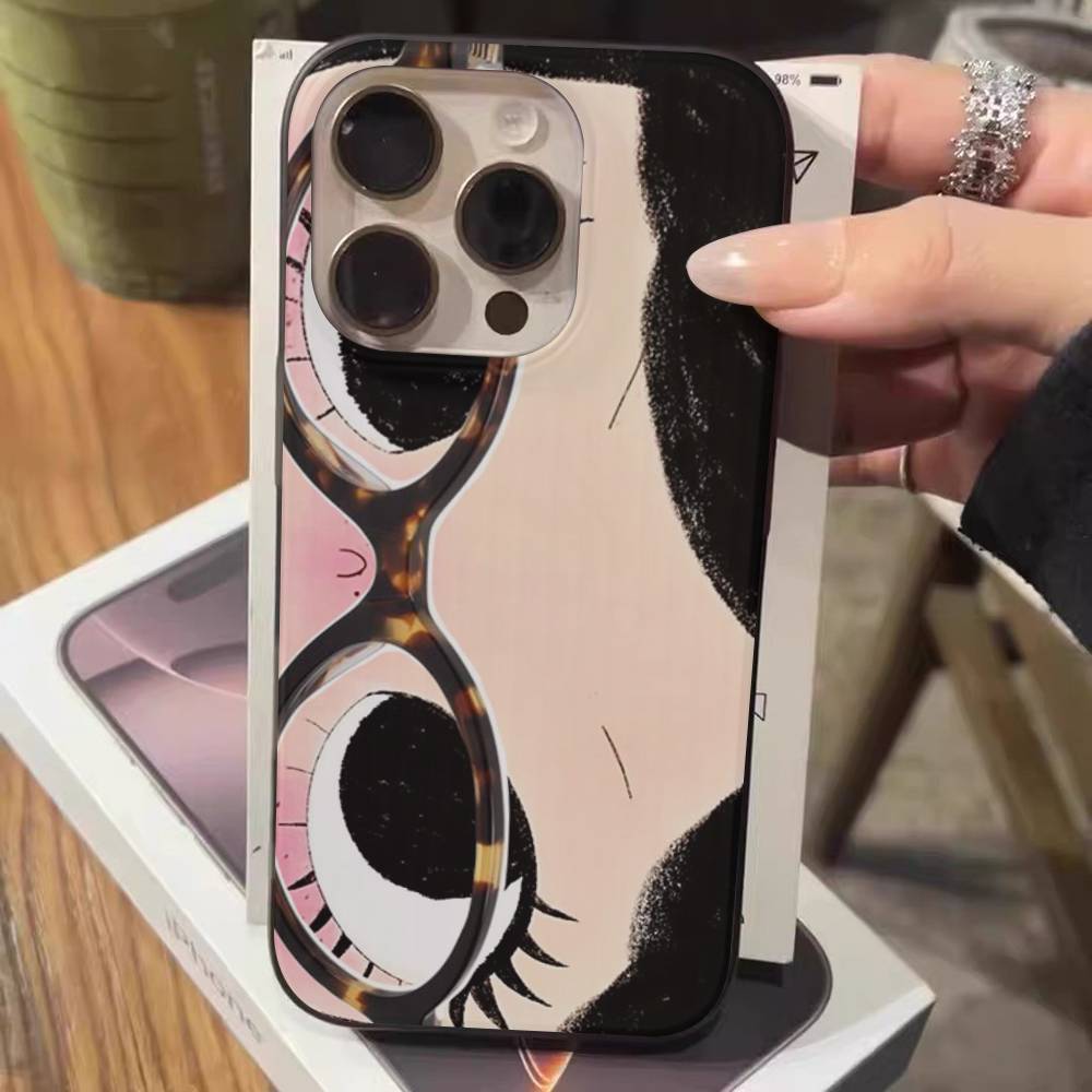BIG EYES COMIC GIRL Phone Case For IPhone 17 16 15 14 13 12 11 Pro Max Plus Corrugated Bumper Back Cover Shell