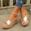 Fashion Women's Shoes 2025 Summer New Wedge Round Toe Thick Sole Slippers Luxury Design Comfortable Beach Women's Shoes Size 35-43