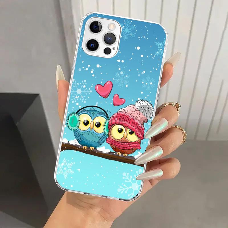 Cartoon Cute Owl LoveLy Phone Case for Iphone 17 Air 16 15 Plus 14 13 Mini 12 11 Pro Max 16E 7 8 SE 2020 Soft Funda Print Shell